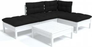 vidaXL vidaXL 5-cz. zestaw wypoczynkowy do ogrodu, z poduszkami, biały 2