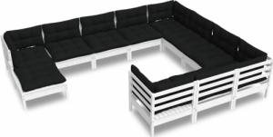 vidaXL vidaXL 11-cz. zestaw wypoczynkowy do ogrodu, z poduszkami, biały 2