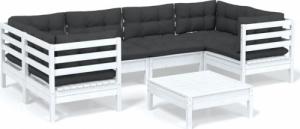 vidaXL vidaXL 7-cz. zestaw wypoczynkowy do ogrodu, z poduszkami, biały 2