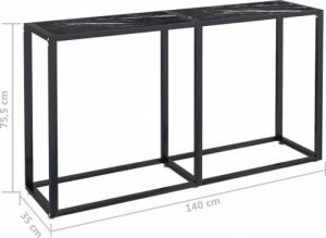 vidaXL vidaXL Konsola, czarny marmur, 140x35x75,5 cm, szkło hartowane 7