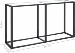 vidaXL Konsola, przezroczysta, 140x35x75,5 cm, szkło hartowane 6