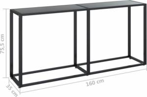 vidaXL vidaXL Konsola, czarna, 160x35x75,5 cm, szkło hartowane 6