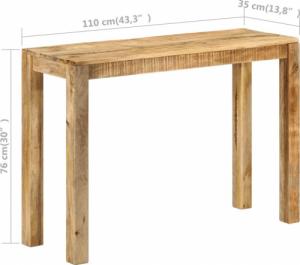 vidaXL vidaXL Stolik konsola, 110 x 35 x 76 cm, surowe drewno mango 7