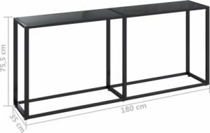 vidaXL Konsola, czarna, 180x35x75,5 cm, szkło hartowane 6
