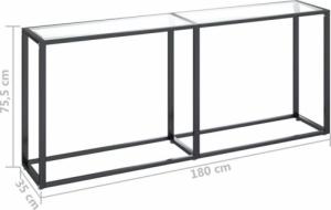 vidaXL Konsola, przezroczysta, 180x35x75,5 cm, szkło hartowane 6