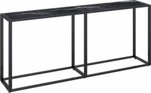 vidaXL vidaXL Konsola, czarny marmur, 180x35x75,5 cm, szkło hartowane 2