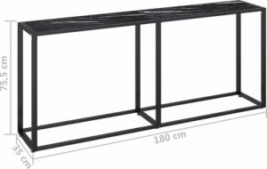 vidaXL vidaXL Konsola, czarny marmur, 180x35x75,5 cm, szkło hartowane 7