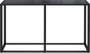 vidaXL Konsola, czarna, 140x35x75,5 cm, szkło hartowane 3