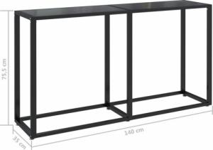 vidaXL Konsola, czarna, 140x35x75,5 cm, szkło hartowane 6