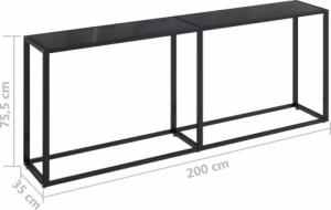 vidaXL Konsola, czarna, 200x35x75,5 cm, szkło hartowane 6