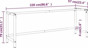 vidaXL vidaXL Rama do stołu roboczego, czerwono-czarna, 220x57x79 cm, metal 9