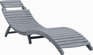 vidaXL vidaXL Leżak z poduszką, szary, lite drewno akacjowe 2