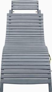 vidaXL vidaXL Leżak z poduszką, szary, lite drewno akacjowe 3
