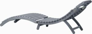 vidaXL vidaXL Leżak z poduszką, szary, lite drewno akacjowe 5