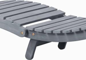 vidaXL vidaXL Leżak z poduszką, szary, lite drewno akacjowe 7