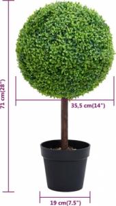 vidaXL vidaXL Sztuczny bukszpan w formie kul, w doniczce, zielony, 71 cm 5