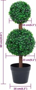 vidaXL Sztuczny bukszpan w formie kul, w doniczce, zielony, 60 cm 5