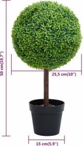vidaXL vidaXL Sztuczny bukszpan w formie kul, w doniczce, zielony, 50 cm 4