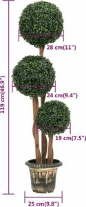 vidaXL Sztuczny bukszpan w formie kul, w doniczce, zielony, 119 cm 5