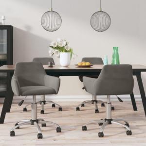 vidaXL Obrotowe krzesła stołowe, 4 szt., ciemnoszare, aksamitne 1