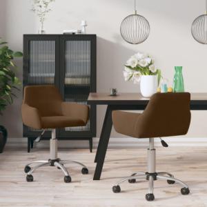 vidaXL Obrotowe krzesła stołowe, 2 szt., brązowe, obite aksamitem 1