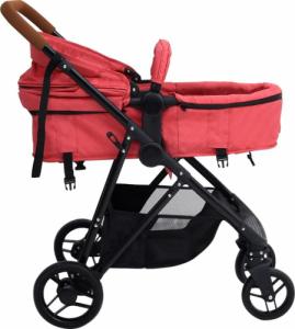 Wózek vidaXL vidaXL Wózek dziecięcy 2-w-1, czerwono-czarny, stalowy 7