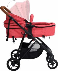 Wózek vidaXL vidaXL Wózek dziecięcy 2-w-1, czerwono-czarny, stalowy 8