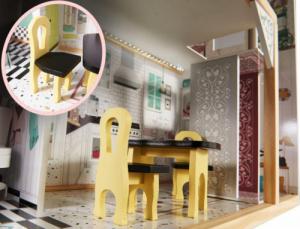 KIK Domek dla lalek drewniany MDF + mebelki 122cm XXL LED 12