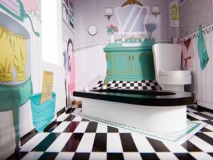 KIK Domek dla lalek drewniany MDF + mebelki 122cm XXL LED 10