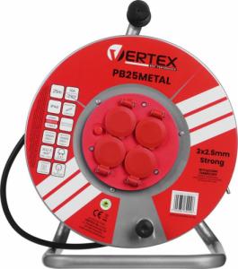 Vertex Przedłużacz elektryczny bębnowy 25M 3x2,5mm PB25METAL czarny 2