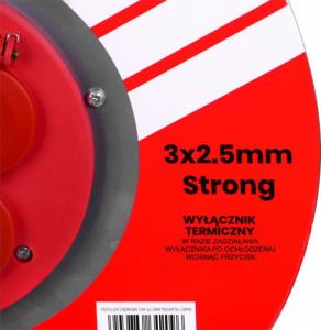 Vertex Przedłużacz elektryczny bębnowy 25M 3x2,5mm PB25METAL czarny 6