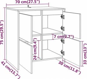 vidaXL vidaXL Komoda, kolor dąb sonoma, 70 x 41 x 75 cm, płyta wiórowa 10