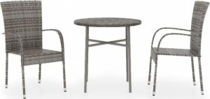 vidaXL vidaXL 3-częściowy zestaw mebli ogrodowych, polirattan, szary 2