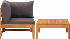 vidaXL 2-cz. zestaw wypoczynkowy do ogrodu, ciemnoszare poduszki 2