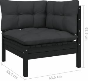vidaXL vidaXL 3-cz. zestaw wypoczynkowy do ogrodu, z poduszkami, czarny 8