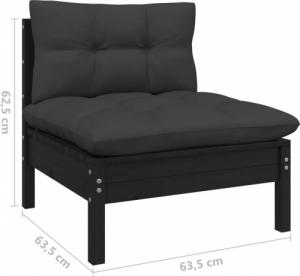 vidaXL vidaXL 3-cz. zestaw wypoczynkowy do ogrodu, z poduszkami, czarny 9