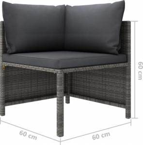 vidaXL vidaXL 3-cz. zestaw wypoczynkowy do ogrodu, poduszki, rattan PE, szary 10