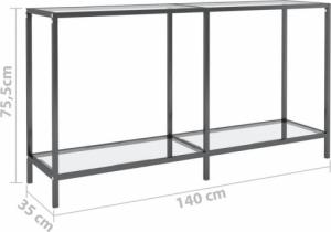 vidaXL Stolik konsolowy, przezroczysty, 140x35x75,5cm, szkło hartowane 7