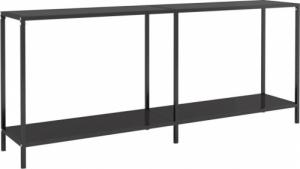 vidaXL vidaXL Stolik konsolowy, czarny, 180x35x75,5 cm, szkło hartowane 2