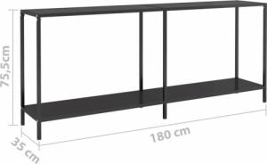 vidaXL vidaXL Stolik konsolowy, czarny, 180x35x75,5 cm, szkło hartowane 7