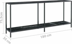 vidaXL vidaXL Stolik konsolowy, czarny, 180x35x75,5 cm, szkło hartowane 8