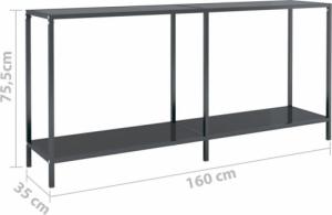 vidaXL vidaXL Stolik konsolowy, czarny, 160x35x75,5 cm, szkło hartowane 7
