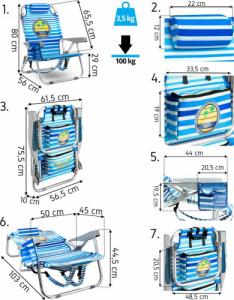 Yoer Leżak Plażowy Hawaii TCC01B  Składane Turystyczne 4w1 Plecak + Lodówka 12