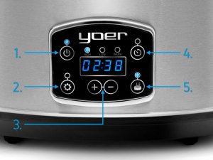 Yoer WOLNOWAR Elektryczny GARNEK CERAMICZNY 4,5L Programator czasowy AUTOMATYCZNY Slow Cooker - YOER Clever-Cook SC4502S 4