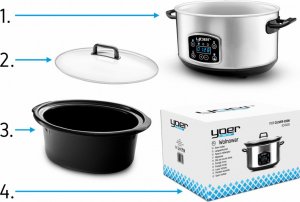 Yoer WOLNOWAR Elektryczny GARNEK CERAMICZNY 4,5L Programator czasowy AUTOMATYCZNY Slow Cooker - YOER Clever-Cook SC4502S 15
