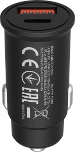 Ładowarka Canyon Canyon, PD 30W/QC3.0 18W Pocket size car charger with 1-USB A+ 1-USB-C Input: DC12V-24V, Output: USBC: PD30W( 5V3A/9V3A/12V2.5A/15V2A/20V1.5A),USB-A:QC3.0 18W (5V3A 2