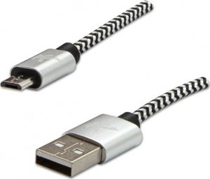 Kabel USB Logo USB-A - microUSB 2 m Czarno-biały 1