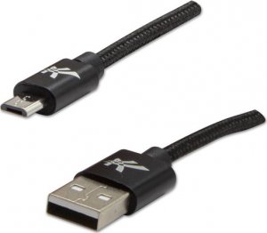 Kabel USB Logo USB-A - microUSB 1 m Czarny 1