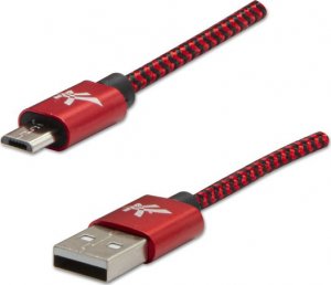 Kabel USB Logo USB-A - microUSB 1 m Czarno-czerwony 1