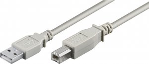 Kabel USB Kabel USB (2.0), USB A M - USB B M, 3m, szary, Logo, plastic bag 1